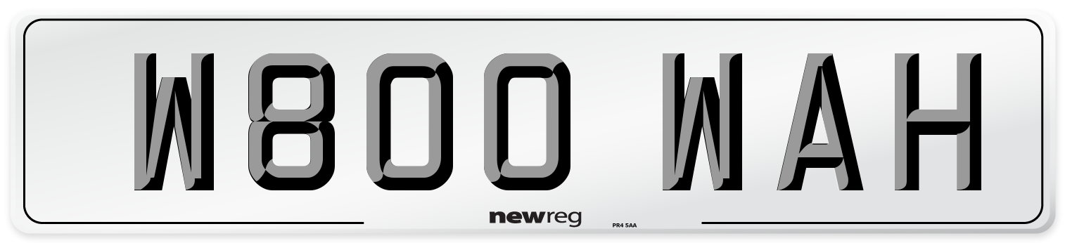 W800 WAH Number Plate from New Reg